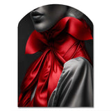 Elegant Retro Allure In Black And Red II - Asymmetric Metal Wall Art