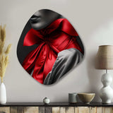 Elegant Retro Allure In Black And Red II - Asymmetric Metal Wall Art