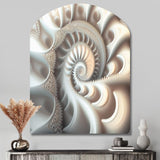 White Fractal Spiralling II - Asymmetric Metal Wall Art