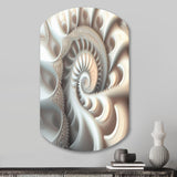 White Fractal Spiralling II - Asymmetric Metal Wall Art