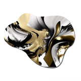 Golden Wave Reflections II - Asymmetric Metal Wall Art