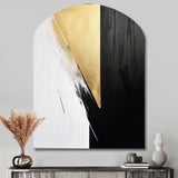 Minimal Joy In Black And Gold IV - Asymmetric Metal Wall Art