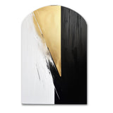 Minimal Joy In Black And Gold IV - Asymmetric Metal Wall Art