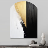 Minimal Joy In Black And Gold IV - Asymmetric Metal Wall Art