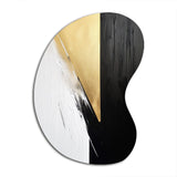 Minimal Joy In Black And Gold IV - Asymmetric Metal Wall Art