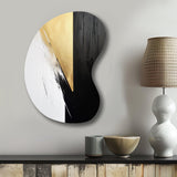 Minimal Joy In Black And Gold IV - Asymmetric Metal Wall Art