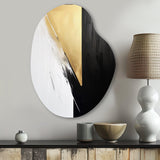 Minimal Joy In Black And Gold IV - Asymmetric Metal Wall Art