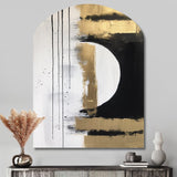 Minimal Joy In Black And Gold V - Asymmetric Metal Wall Art