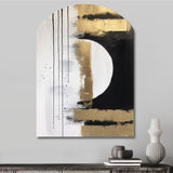 Minimal Joy In Black And Gold V - Asymmetric Metal Wall Art