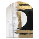 Minimal Joy In Black And Gold V - Asymmetric Metal Wall Art