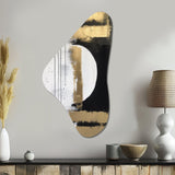 Minimal Joy In Black And Gold V - Asymmetric Metal Wall Art