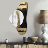 Minimal Joy In Black And Gold V - Asymmetric Metal Wall Art