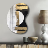 Minimal Joy In Black And Gold V - Asymmetric Metal Wall Art