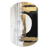 Minimal Joy In Black And Gold V - Asymmetric Metal Wall Art