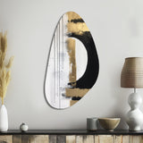 Minimal Joy In Black And Gold V - Asymmetric Metal Wall Art