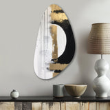 Minimal Joy In Black And Gold V - Asymmetric Metal Wall Art