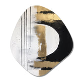 Minimal Joy In Black And Gold V - Asymmetric Metal Wall Art