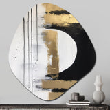 Minimal Joy In Black And Gold V - Asymmetric Metal Wall Art