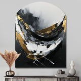 Minimal Joy In Black And Gold X - Asymmetric Metal Wall Art