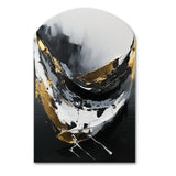 Minimal Joy In Black And Gold X - Asymmetric Metal Wall Art