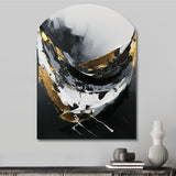 Minimal Joy In Black And Gold X - Asymmetric Metal Wall Art