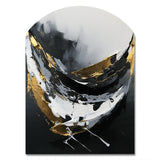 Minimal Joy In Black And Gold X - Asymmetric Metal Wall Art