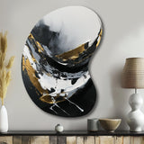 Minimal Joy In Black And Gold X - Asymmetric Metal Wall Art