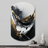 Minimal Joy In Black And Gold X - Asymmetric Metal Wall Art