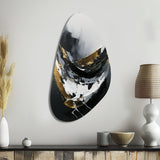 Minimal Joy In Black And Gold X - Asymmetric Metal Wall Art