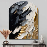 Golden Wave Reflections V - Asymmetric Metal Wall Art