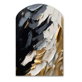 Golden Wave Reflections V - Asymmetric Metal Wall Art