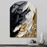 Golden Wave Reflections V - Asymmetric Metal Wall Art