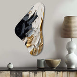 Golden Wave Reflections V - Asymmetric Metal Wall Art