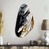 Golden Wave Reflections V - Asymmetric Metal Wall Art