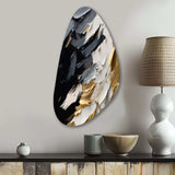 Golden Wave Reflections V - Asymmetric Metal Wall Art