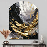 Golden Wave Reflections VIII - Asymmetric Metal Wall Art