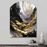 Golden Wave Reflections VIII - Asymmetric Metal Wall Art