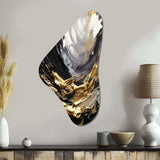 Golden Wave Reflections VIII - Asymmetric Metal Wall Art