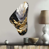 Golden Wave Reflections VIII - Asymmetric Metal Wall Art