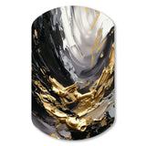 Golden Wave Reflections VIII - Asymmetric Metal Wall Art