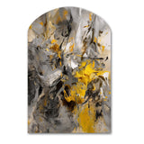 Mustard Yellow And Vivid Gray III - Asymmetric Metal Wall Art