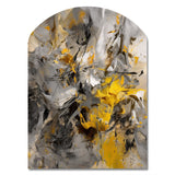 Mustard Yellow And Vivid Gray III - Asymmetric Metal Wall Art