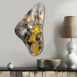 Mustard Yellow And Vivid Gray III - Asymmetric Metal Wall Art