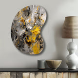 Mustard Yellow And Vivid Gray III - Asymmetric Metal Wall Art