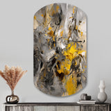 Mustard Yellow And Vivid Gray III - Asymmetric Metal Wall Art