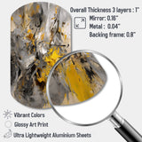 Mustard Yellow And Vivid Gray III - Asymmetric Metal Wall Art