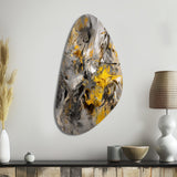 Mustard Yellow And Vivid Gray III - Asymmetric Metal Wall Art