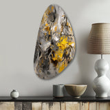 Mustard Yellow And Vivid Gray III - Asymmetric Metal Wall Art