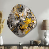 Mustard Yellow And Vivid Gray III - Asymmetric Metal Wall Art