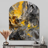 Mustard Yellow And Vivid Gray V - Asymmetric Metal Wall Art